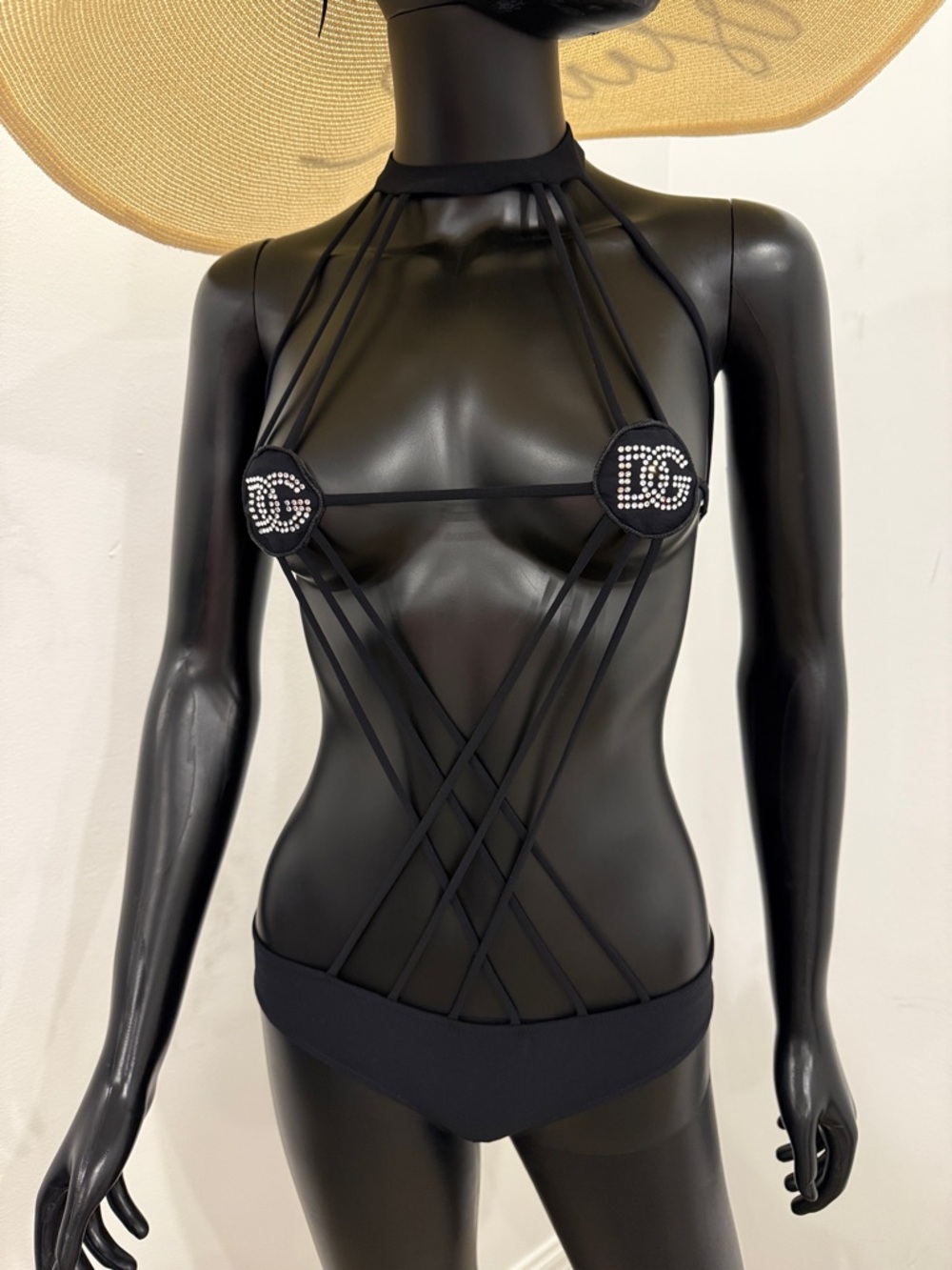 Dolce & Gabbana Crystal DG Logo Cage Swimsuit ✨ Strappy Sexy NWT Net-a-Porter